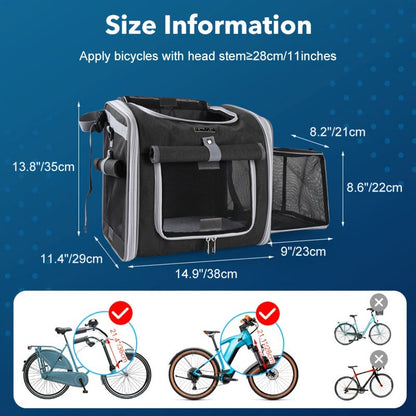Pet Bicycle Basket | Expandable Design with Net for Maximum Comfort and Safety