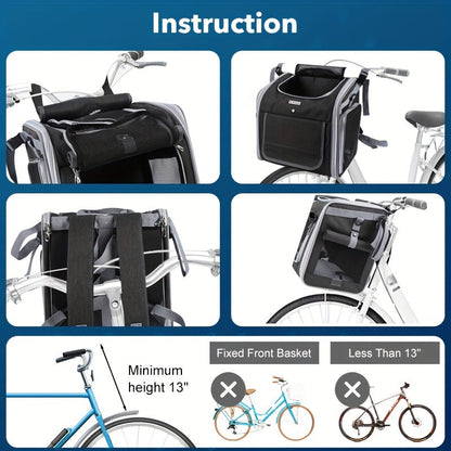 Pet Bicycle Basket | Expandable Design with Net for Maximum Comfort and Safety