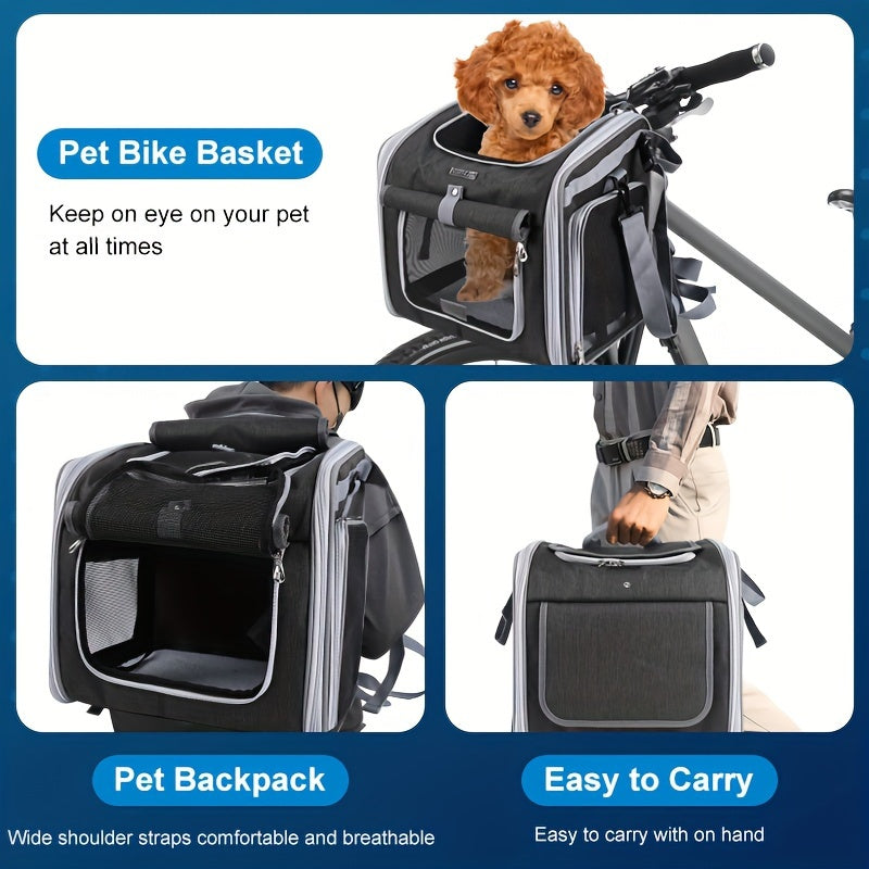 Pet Bicycle Basket | Expandable Design with Net for Maximum Comfort and Safety