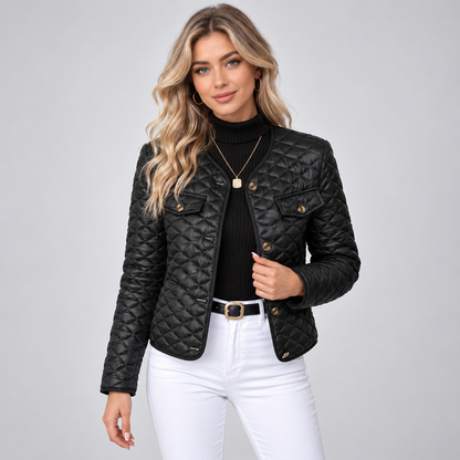 Clelia | Damensteppjacke mit V-Ausschnitt und Zierknöpfen - Elegante Wärme