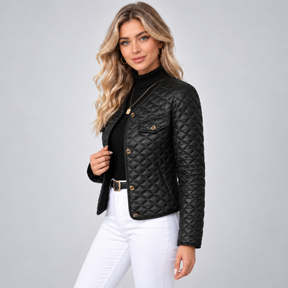 Clelia | Damensteppjacke mit V-Ausschnitt und Zierknöpfen - Elegante Wärme