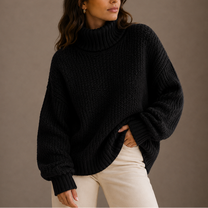 Donatella | Women's Oversized Chunky-Knit Turtleneck Sweater - Relaxed Warmth