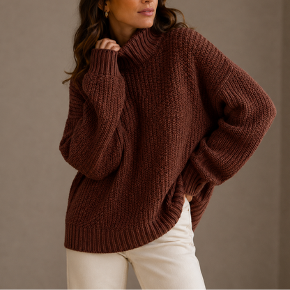 Donatella | Women's Oversized Chunky-Knit Turtleneck Sweater - Relaxed Warmth