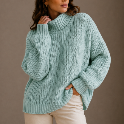 Donatella | Women's Oversized Chunky-Knit Turtleneck Sweater - Relaxed Warmth