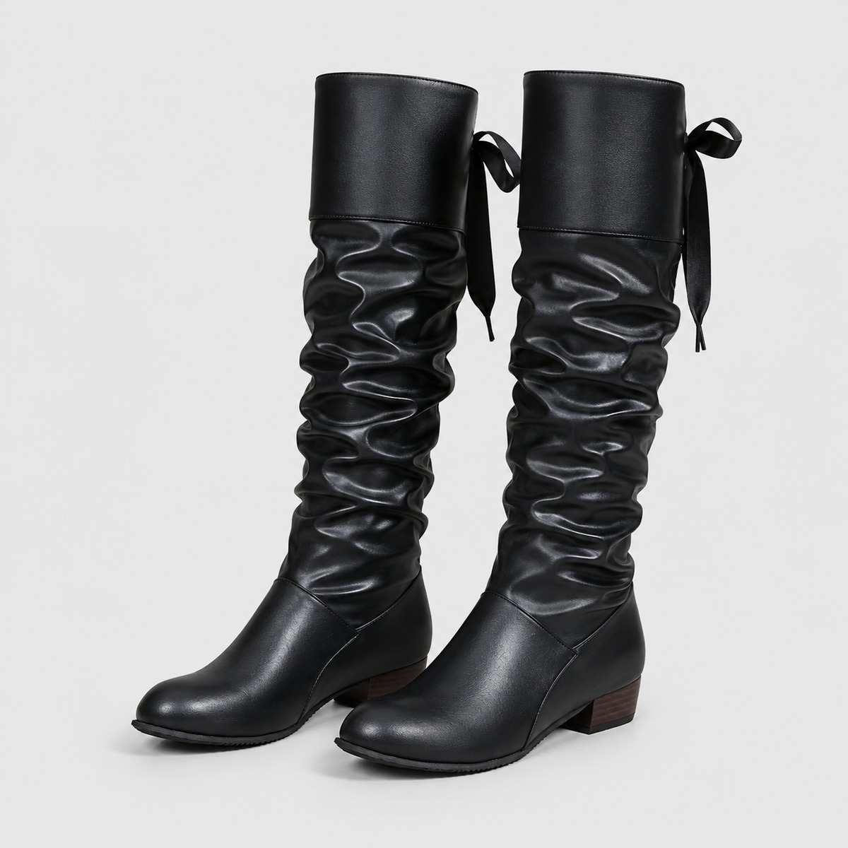 Fiammetta | Kniehohe Stiefel für Damen mit Schnürung und Schleife hinten - Bequemer Absatz