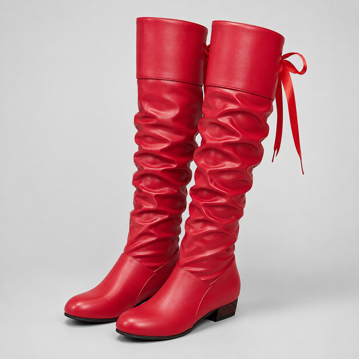 Fiammetta | Kniehohe Stiefel für Damen mit Schnürung und Schleife hinten - Bequemer Absatz