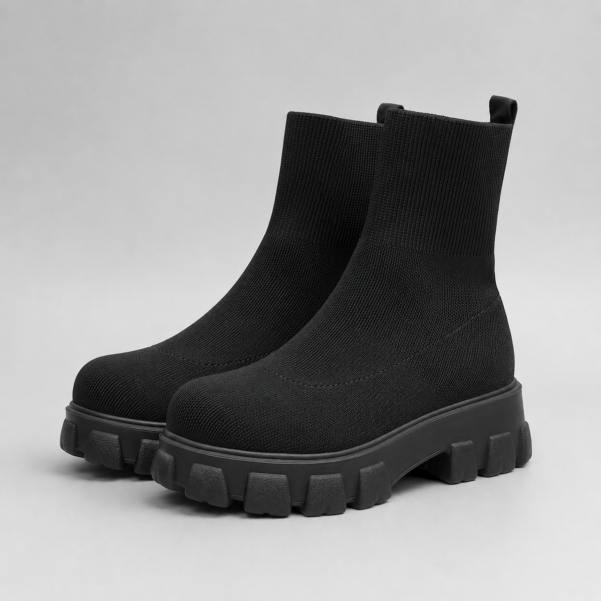 Rosanna | Women's Platform Ankle Boots with Stretch Knit Upper - Sock-Like Comfort