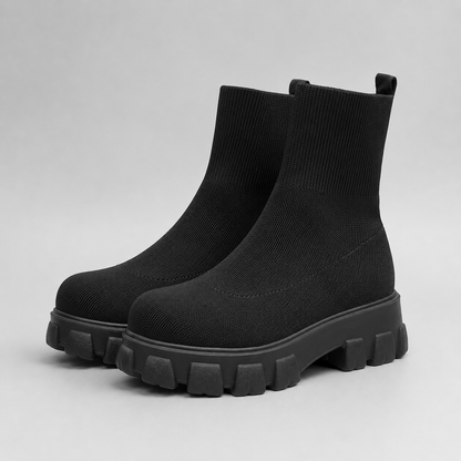 Rosanna | Women's Platform Ankle Boots with Stretch Knit Upper - Sock-Like Comfort