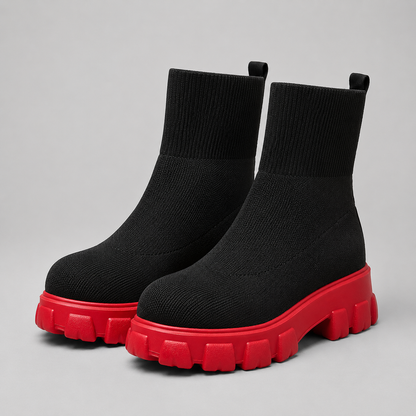 Rosanna | Women's Platform Ankle Boots with Stretch Knit Upper - Sock-Like Comfort