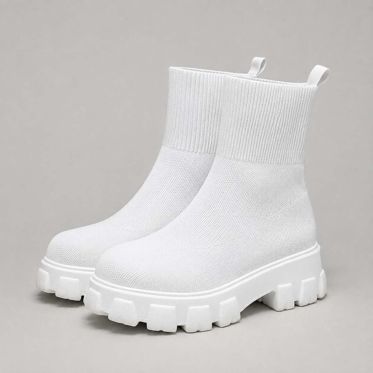 Rosanna | Women's Platform Ankle Boots with Stretch Knit Upper - Sock-Like Comfort