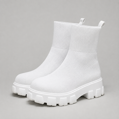 Rosanna | Women's Platform Ankle Boots with Stretch Knit Upper - Sock-Like Comfort
