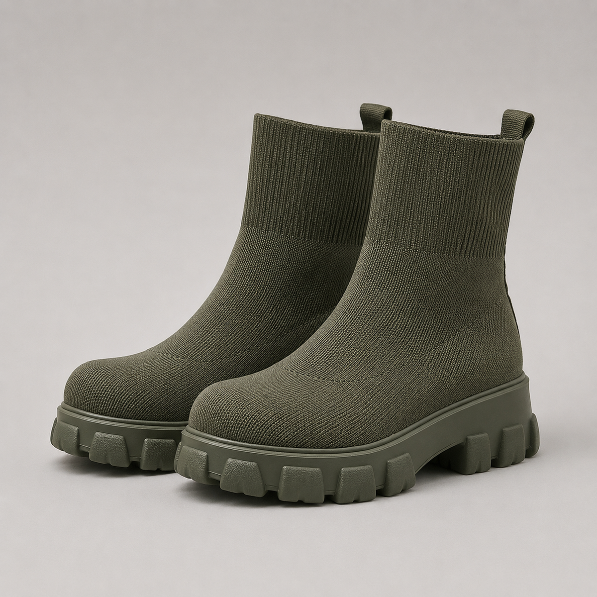 Rosanna | Women's Platform Ankle Boots with Stretch Knit Upper - Sock-Like Comfort