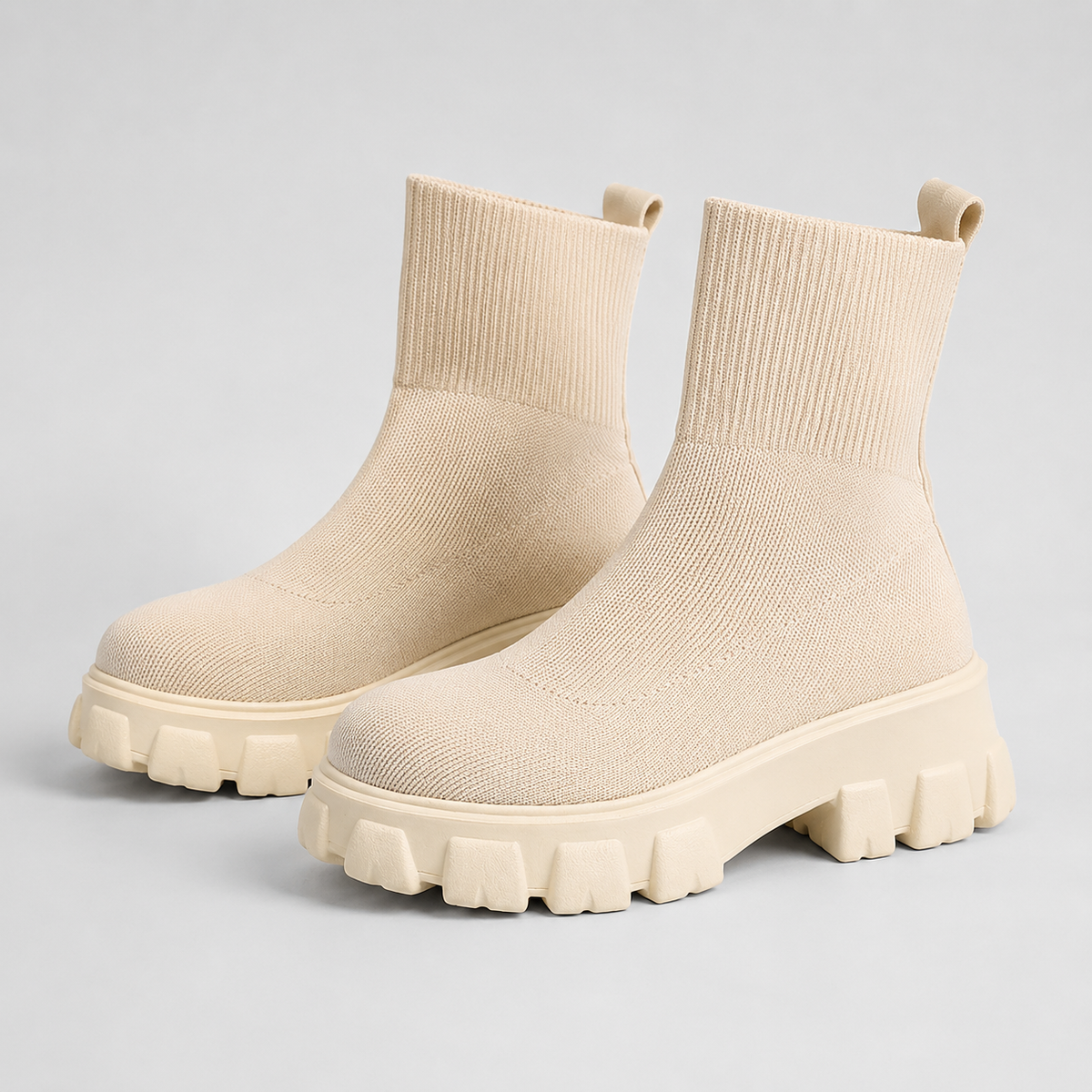 Rosanna | Women's Platform Ankle Boots with Stretch Knit Upper - Sock-Like Comfort