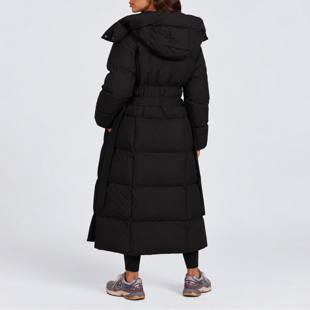 Elettra | Long Padded Women's Coat with Hood and Belt - Sleek Winter Warmth