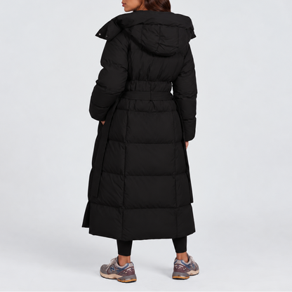 Elettra | Long Padded Women's Coat with Hood and Belt - Sleek Winter Warmth