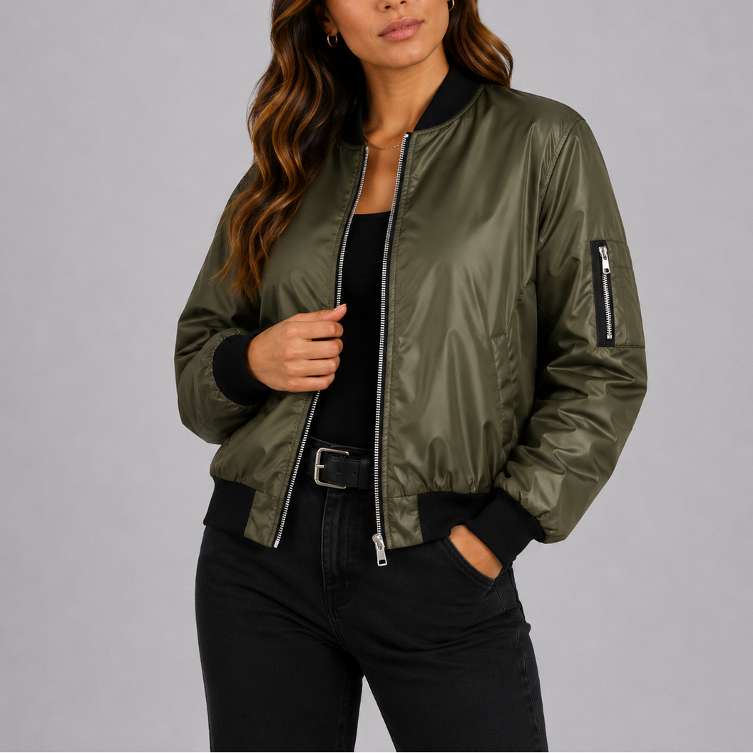 Silvia | Lightweight Women's Bomber Jacket with Ribbed Cuffs - Timeless Classic