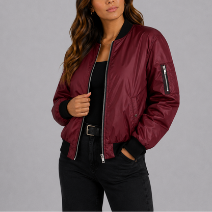 Silvia | Lightweight Women's Bomber Jacket with Ribbed Cuffs - Timeless Classic