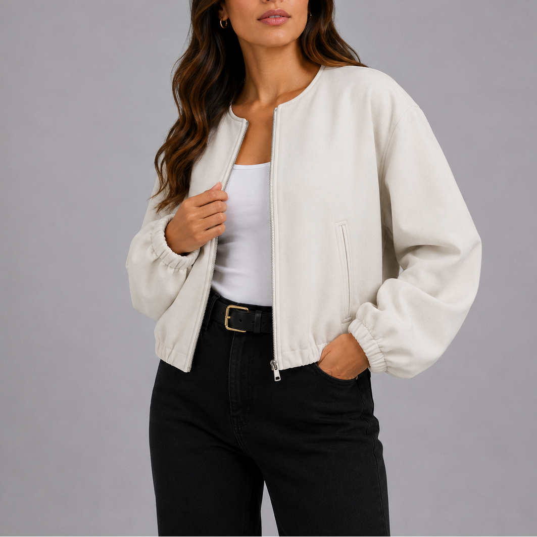 Greta | Lightweight Women's Bomber Jacket with Zip - Versatile Minimalist Design