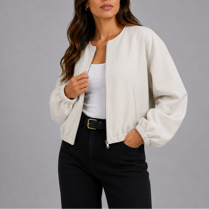Greta | Lightweight Women's Bomber Jacket with Zip - Versatile Minimalist Design