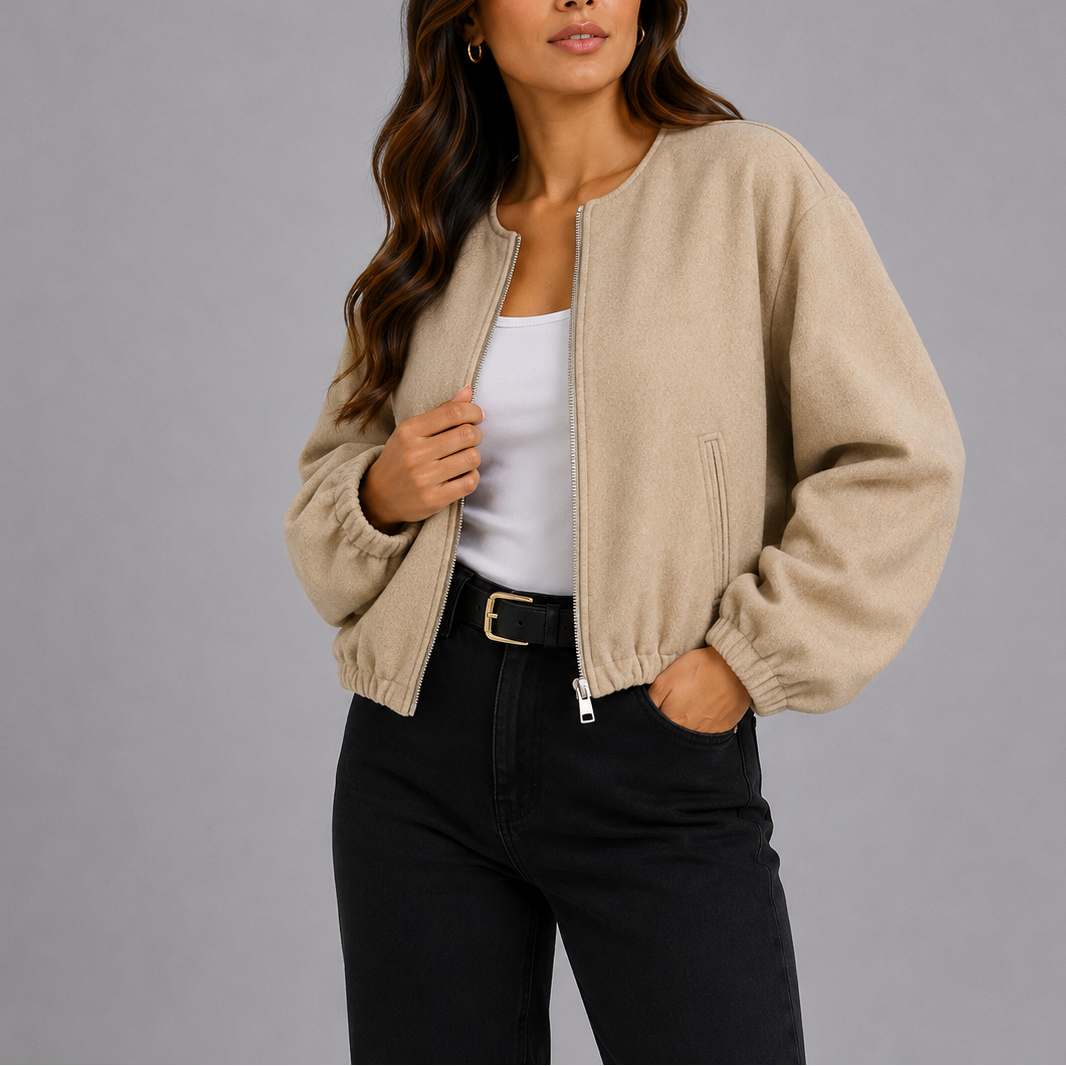 Greta | Lightweight Women's Bomber Jacket with Zip - Versatile Minimalist Design