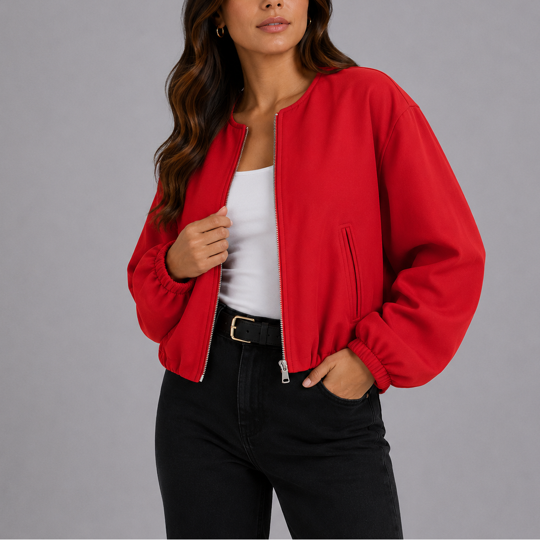 Greta | Lightweight Women's Bomber Jacket with Zip - Versatile Minimalist Design