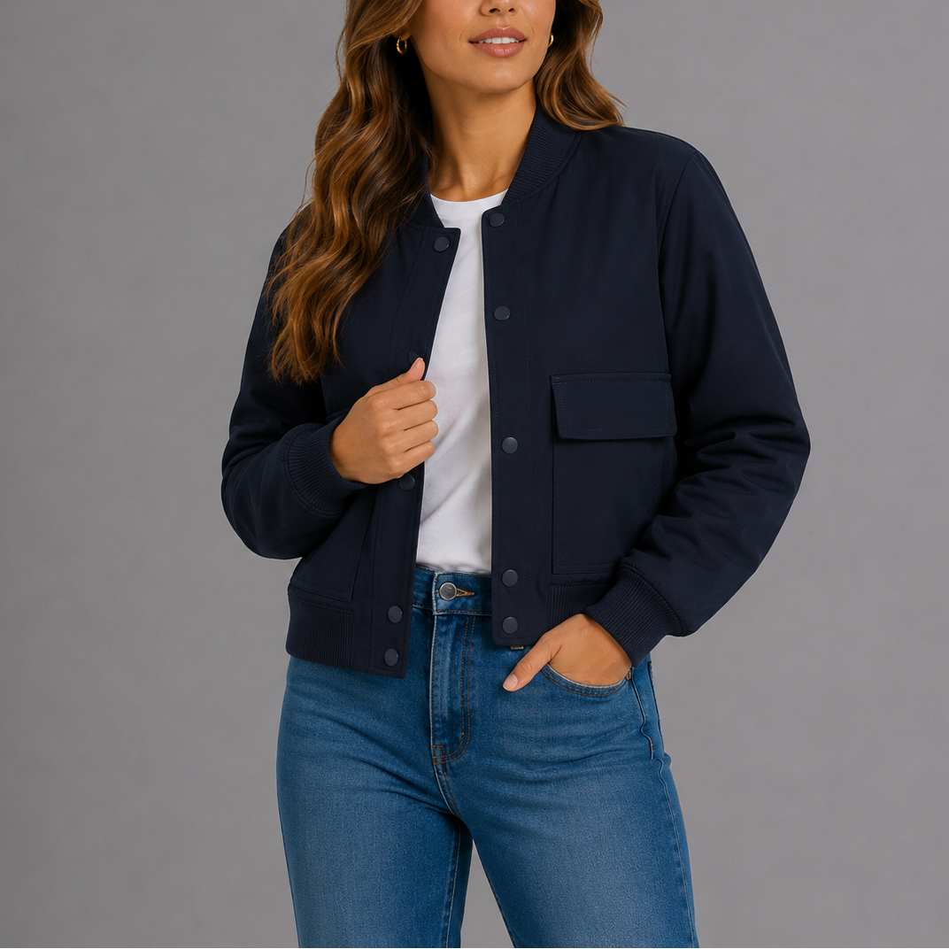 Sofia | Lightweight Women's Bomber Jacket with Flap Pockets - Everyday Casual Style