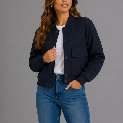 Sofia | Lightweight Women's Bomber Jacket with Flap Pockets - Everyday Casual Style