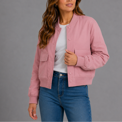 Sofia | Lightweight Women's Bomber Jacket with Flap Pockets - Everyday Casual Style