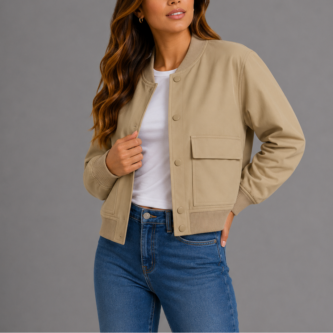 Sofia | Lightweight Women's Bomber Jacket with Flap Pockets - Everyday Casual Style