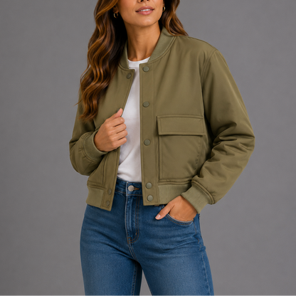 Sofia | Lightweight Women's Bomber Jacket with Flap Pockets - Everyday Casual Style