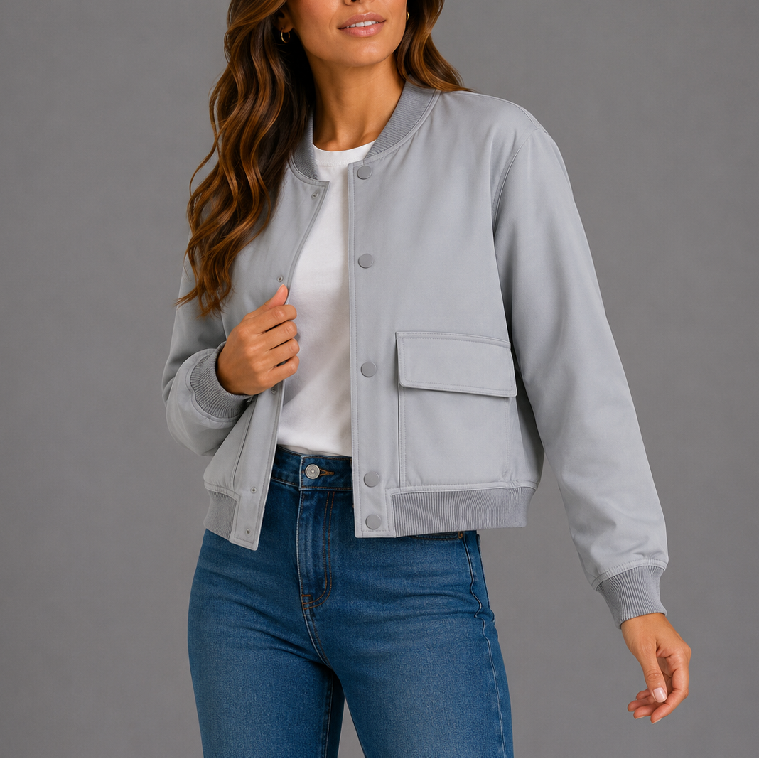 Sofia | Lightweight Women's Bomber Jacket with Flap Pockets - Everyday Casual Style
