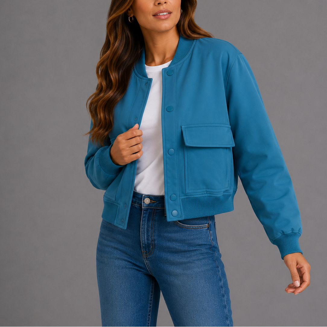 Sofia | Lightweight Women's Bomber Jacket with Flap Pockets - Everyday Casual Style
