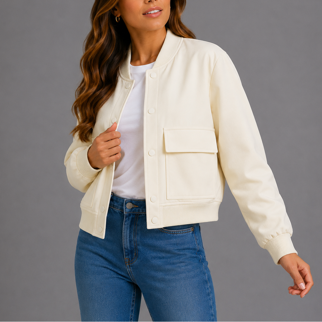 Sofia | Lightweight Women's Bomber Jacket with Flap Pockets - Everyday Casual Style