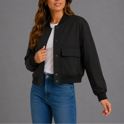Sofia | Lightweight Women's Bomber Jacket with Flap Pockets - Everyday Casual Style