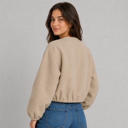 Costanza | Women's Lightweight Bomber Jacket with Zip and Ribbed Trim - Easy Layering