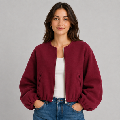 Costanza | Women's Lightweight Bomber Jacket with Zip and Ribbed Trim - Easy Layering