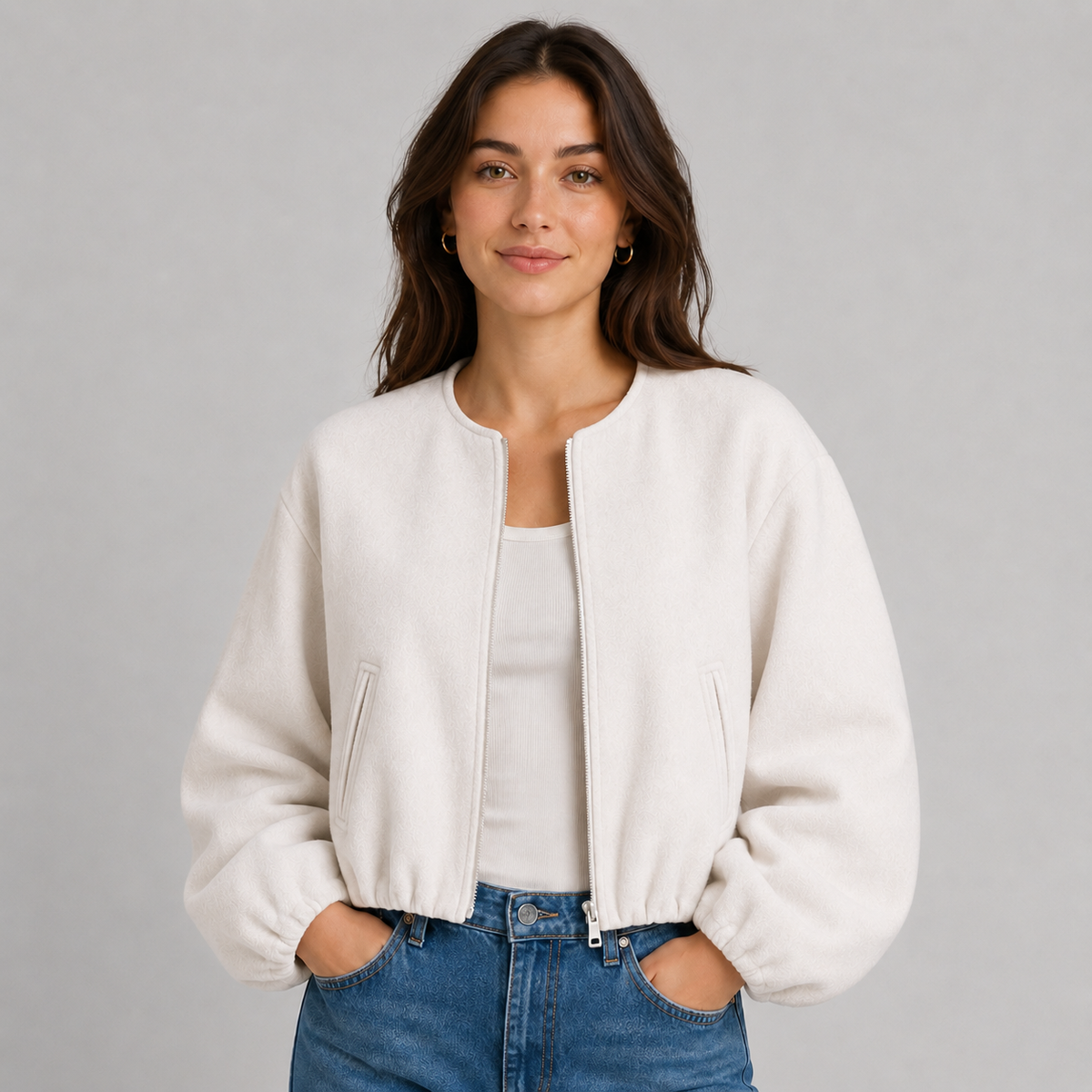 Costanza | Women's Lightweight Bomber Jacket with Zip and Ribbed Trim - Easy Layering