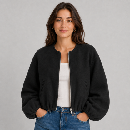 Costanza | Women's Lightweight Bomber Jacket with Zip and Ribbed Trim - Easy Layering