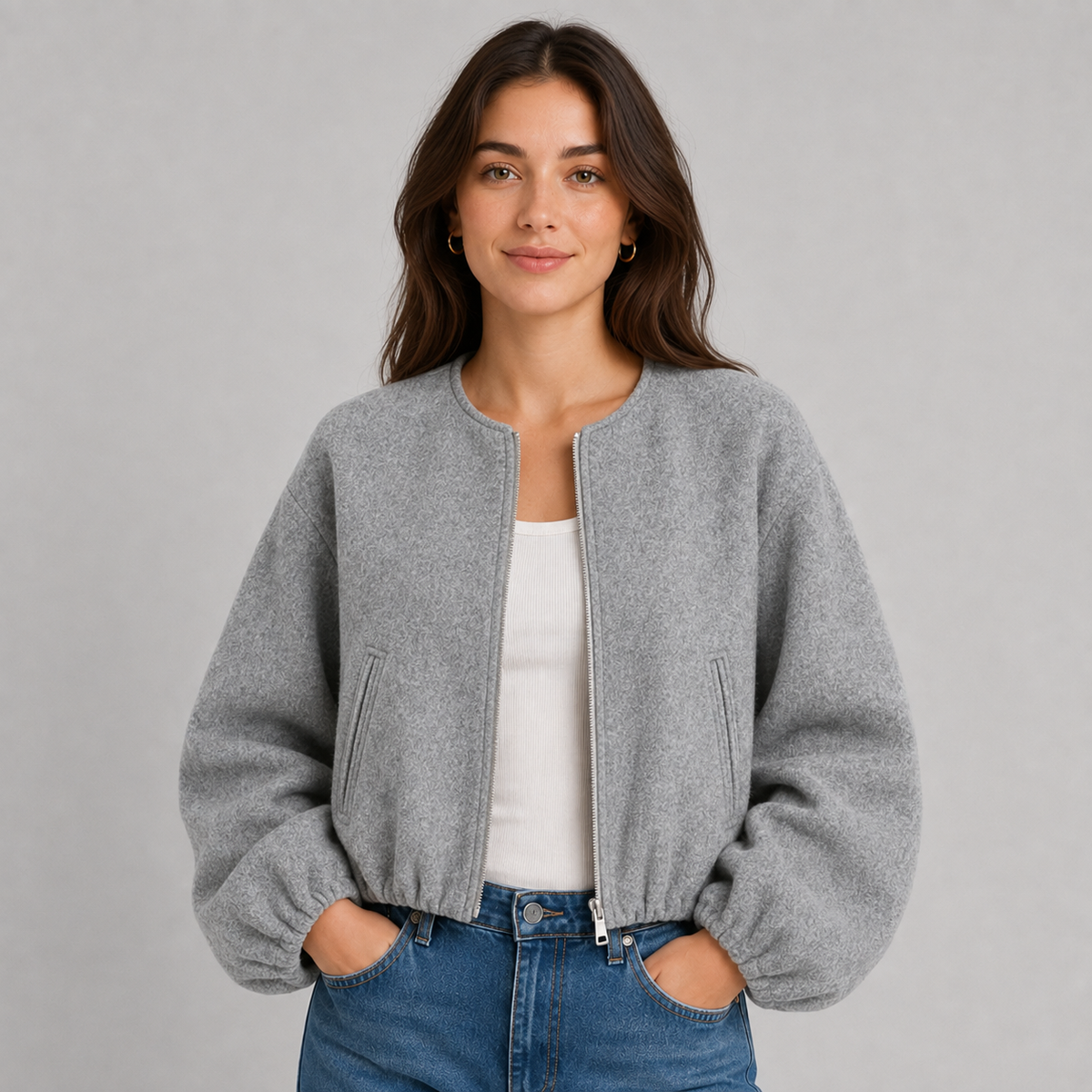Costanza | Women's Lightweight Bomber Jacket with Zip and Ribbed Trim - Easy Layering