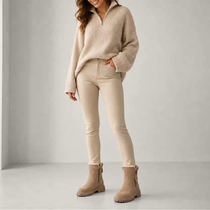 Rosalia | Winterstiefeletten für Damen mit Kunstfellfutter und hoher Sohle - Wärme für jeden Tag