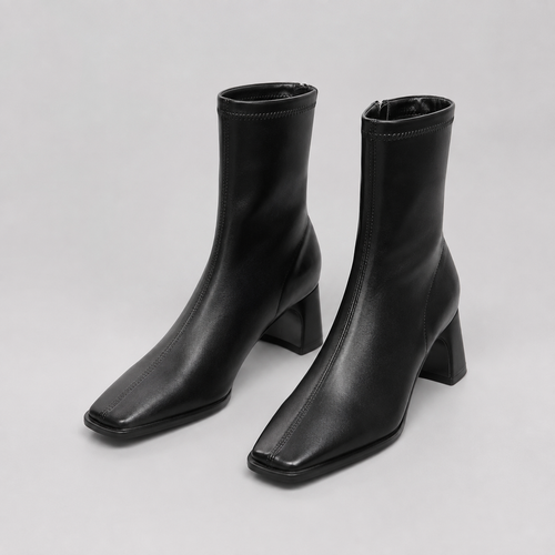 Antonella | Women's Square-Toe Ankle Boots with Block Heel - Everyday Retro Style