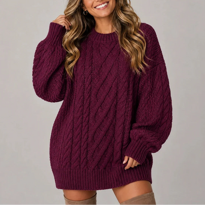 Rossella | Women's Oversized Cable-Knit Sweater Dress with Long Sleeves - Effortless Style