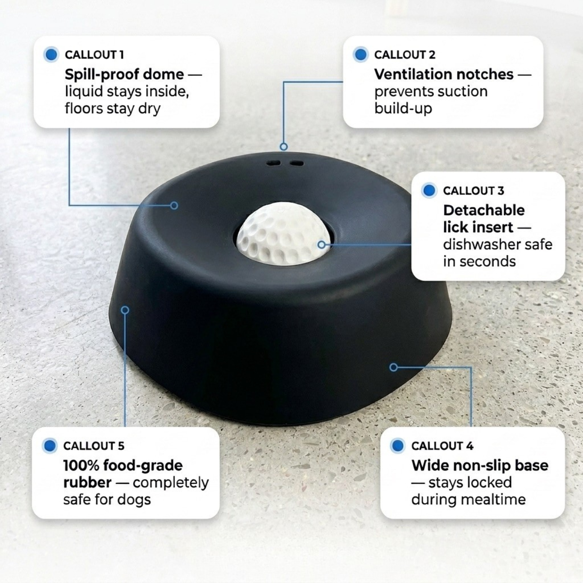 Ciotola Cane | Ciotola Anti-Ansia con Alimentazione Lenta in Plastica Blu | Design Ergonomico per Ridurre lo Stress durante i Pasti 3