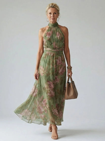 Clara | Elegante Abito Midi a Spalle Scoperte con Motivo Floreale 0