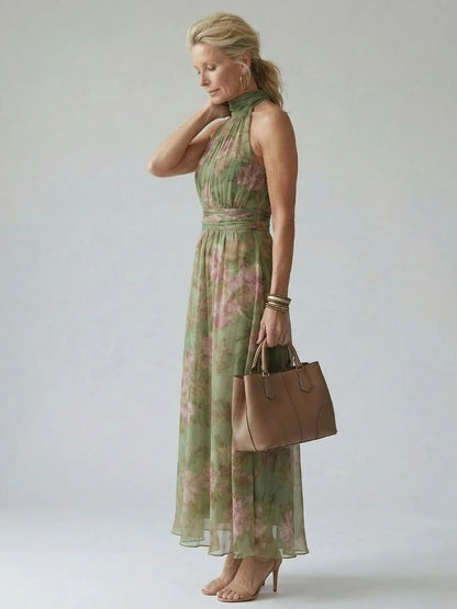 Clara | Elegante Abito Midi a Spalle Scoperte con Motivo Floreale 2