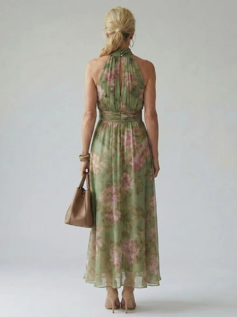 Clara | Elegante Abito Midi a Spalle Scoperte con Motivo Floreale 3
