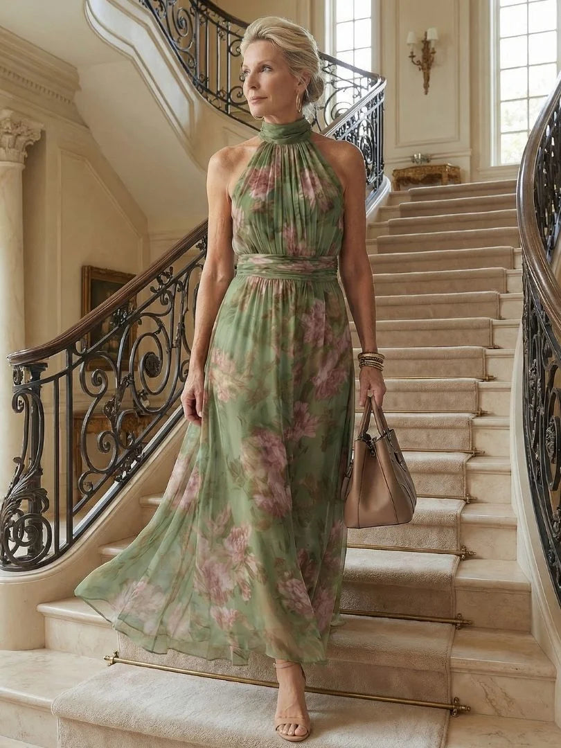 Clara | Elegante Abito Midi a Spalle Scoperte con Motivo Floreale 6