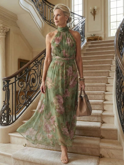 Clara | Elegante Abito Midi a Spalle Scoperte con Motivo Floreale 6