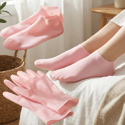 Comfort Spa | Set Idratante per Mani e Piedi in Silicone con Design Ergonomico | Riutilizzabile per Trattamento Spa a Casa 0