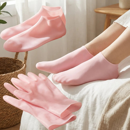Comfort Spa | Set Idratante per Mani e Piedi in Silicone con Design Ergonomico | Riutilizzabile per Trattamento Spa a Casa 0